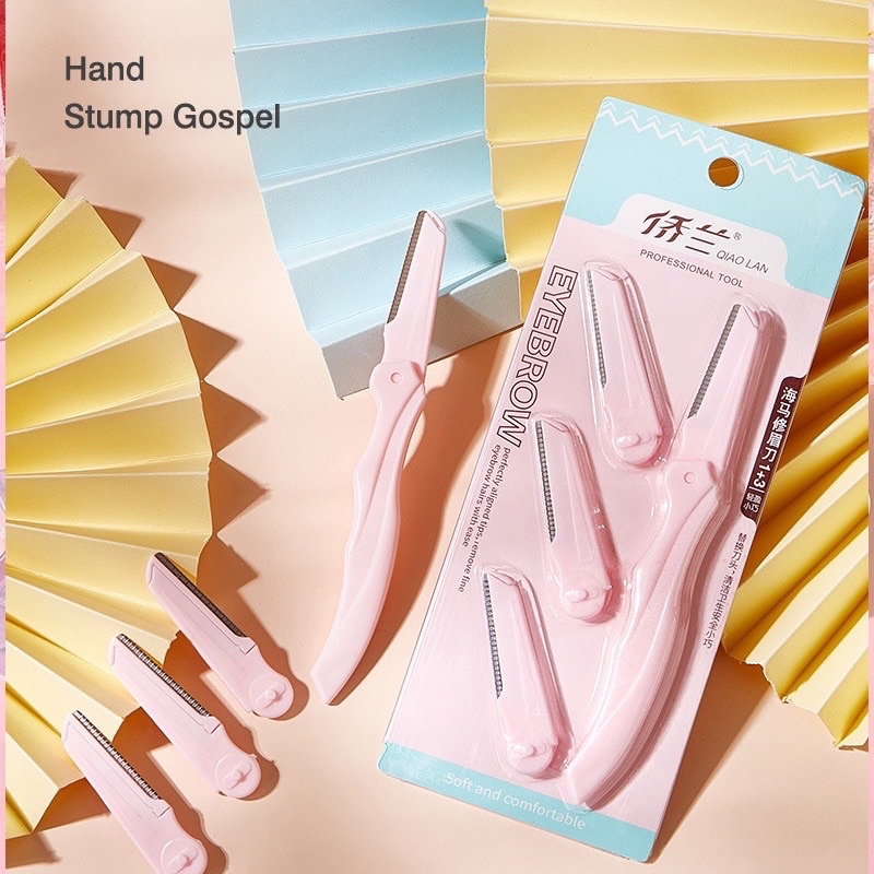 Sét 4 dao cạo tỉa lông mày cán dài tay cầm nhựa rất nhẹ