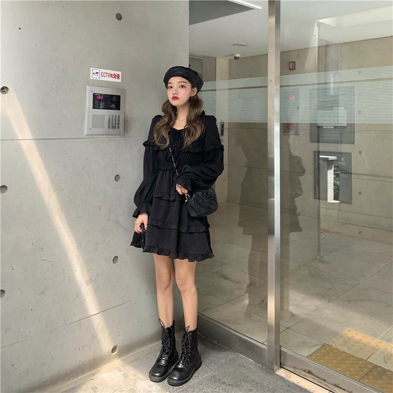 Váy Viền Bèo Nữ 🦋 Đầm Nữ Buộc Nơ Viền Tầng 2 Màu 🦋 DN03 | BigBuy360 - bigbuy360.vn