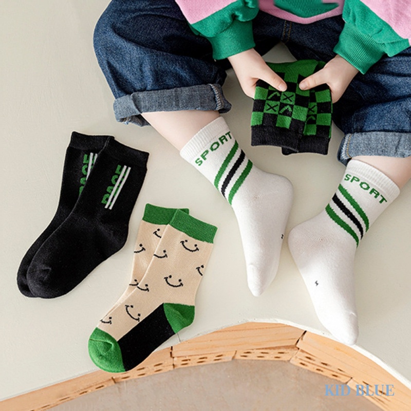 Vớ Cotton Cổ Vừa In Chữ Phong Cách Mới Thời Trang Thu Đông Dành Cho Trẻ Em