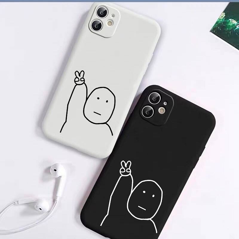 Funny Phone Case 14 Lines Couple Iphone12 Apple 13 Stickman Stain-Resistant Soft Case Drop-Resistant 11promax 1aXv