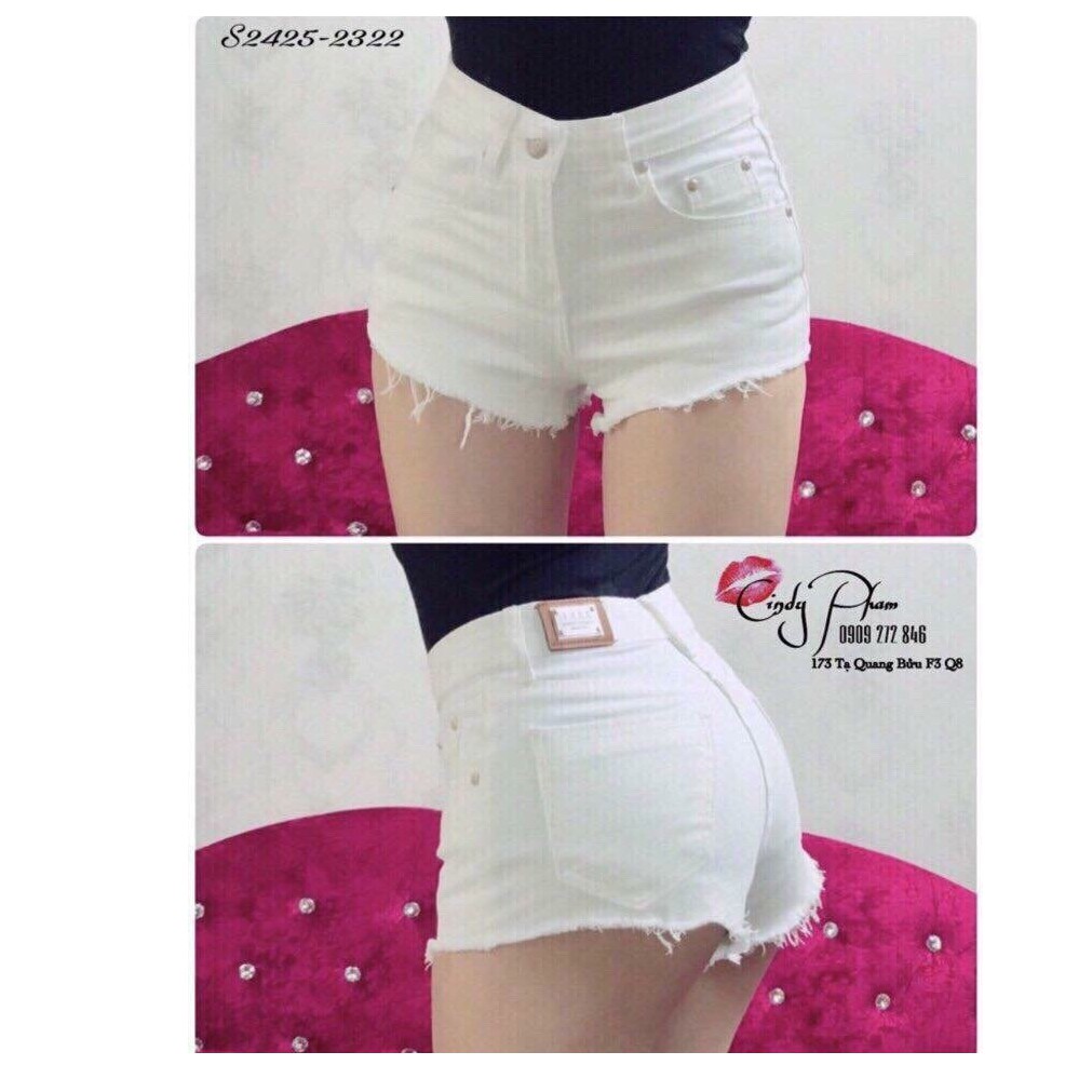 QUẦN SHORT JEAN NỮ ĐEN TRẮNG A2