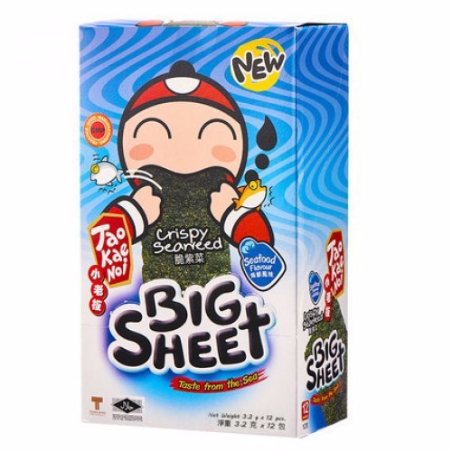 [4 Vị] Hộp 12 Gói Snack Rong Biển Tao Kae Noi Big Sheet Miếng 3.2gr - Thái Lan