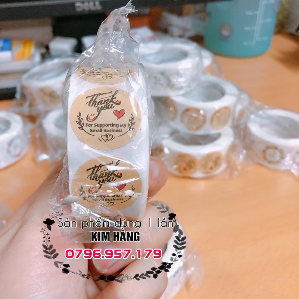 500 tem tròn thank you niêm phong hộp đựng bánh
