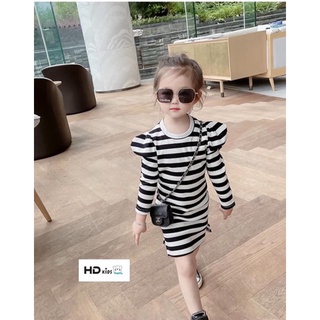 Bg776- váy bé gái kẻ sọc tay bồng