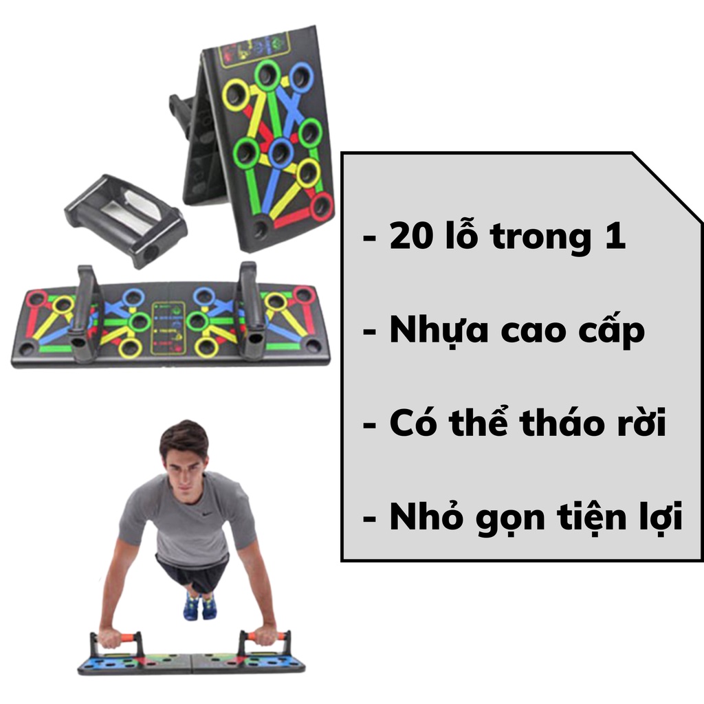 Dụng cụ chống đẩy hít đất tập cơ bụng 20 lỗ trong 1 có kẻ vạch nhựa cao cấp có thể tháo rời tập tại nhà cao cấp mẫu mới