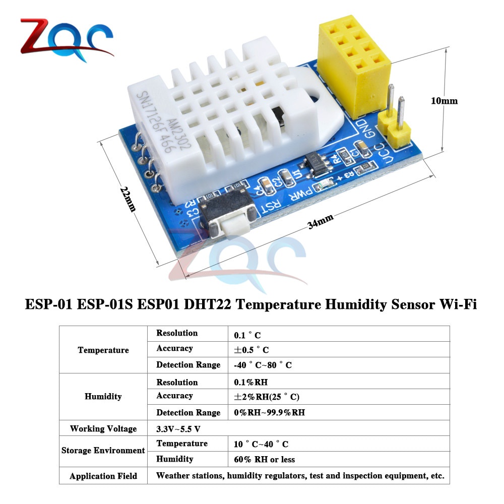 ESP8266 ESP-01 ESP-01S Wifi DHT11 DHT22 AM2302 Temperature Humidity Sensor Module Replace SHT11 SHT15 for Thermostat Humidistat