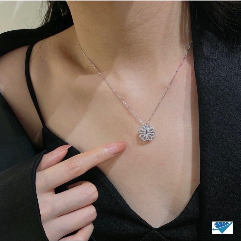 Dây chuyền cỏ 4 lá bạc Ý xi kim cho những cô nàng tiểu thư, bánh bèo