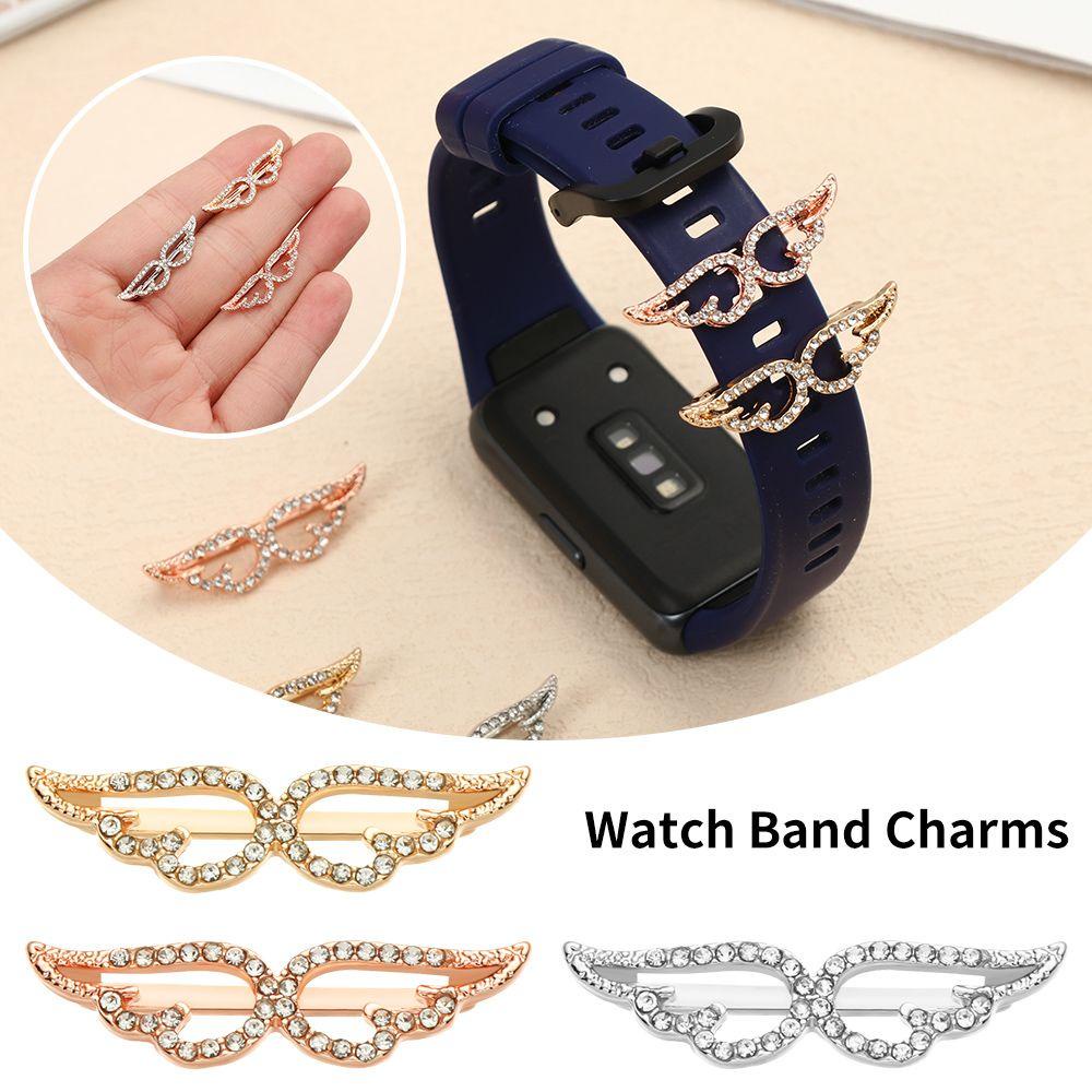 JONYE Phụ Kiện Trang Trí Đồng Hồ Hình Đôi Cánh Thiên Thần Đính Đá Charms