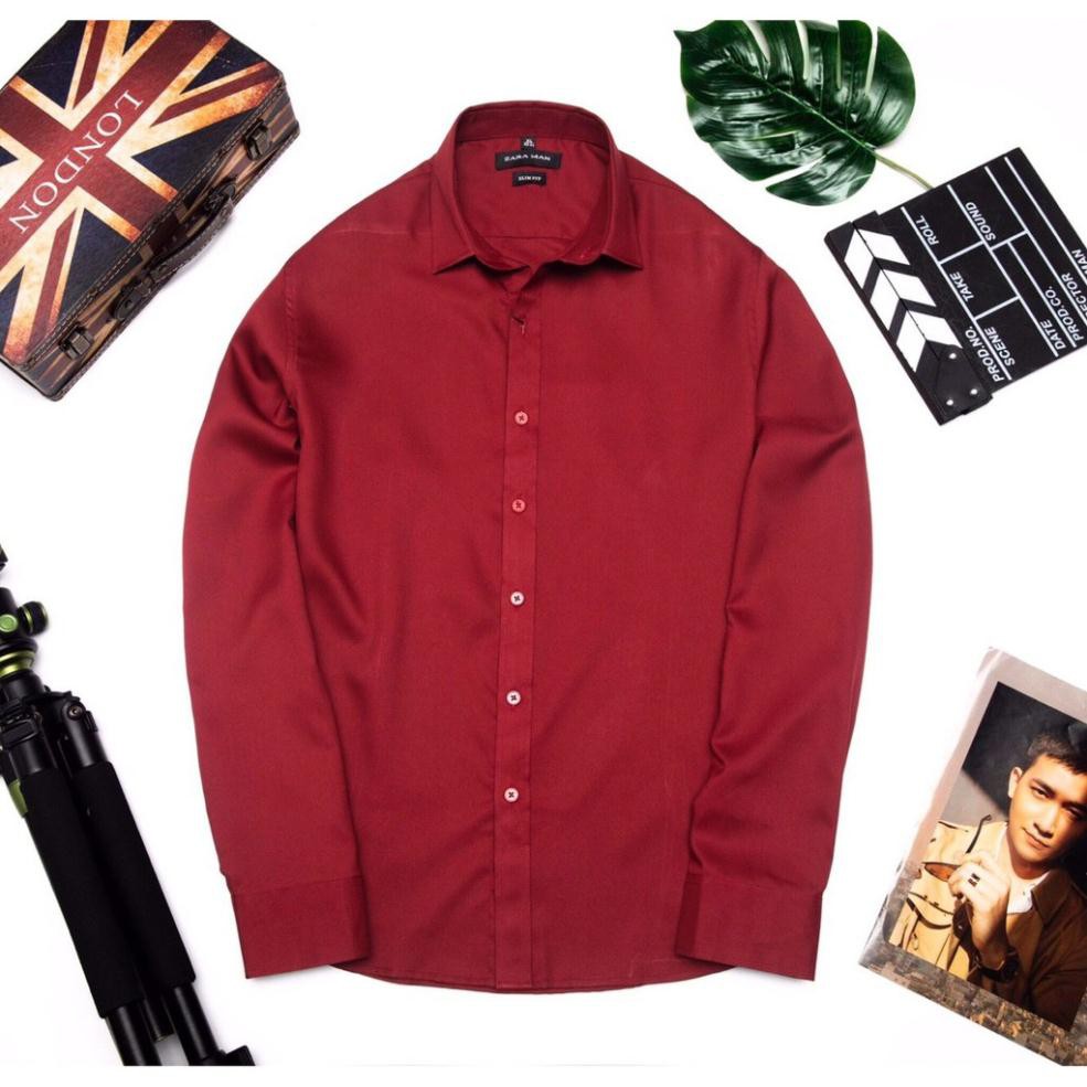 Áo sơ mi nam dài tay màu tím  cam kết hàng như ảnh