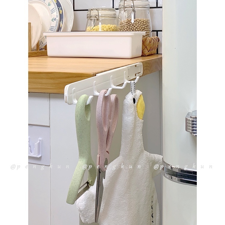 Móc Treo Đồ Gắn Tường Bốn Móc Có Thể Thu Gọn Không Cần Đục Lỗ Cho Nhà Bếp/Phòng Tắm