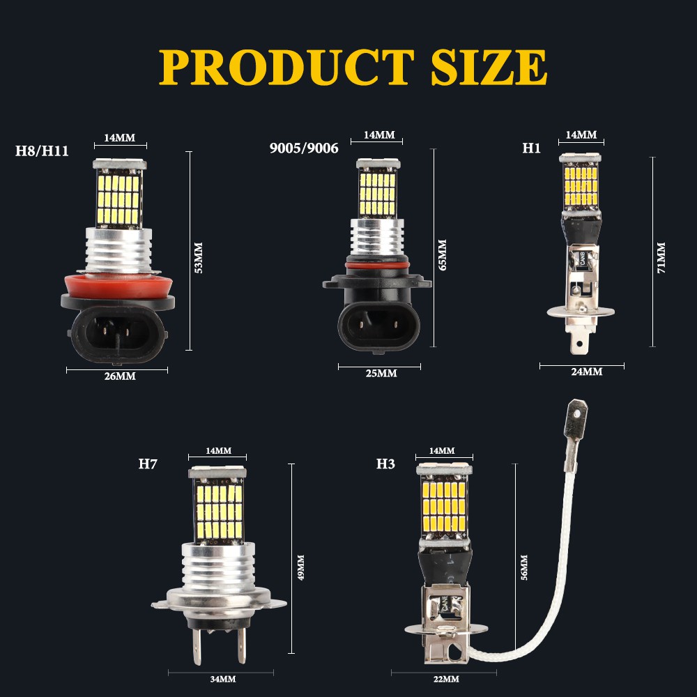 Bóng Đèn Led Phá Sương Mù Lymoyo 45smd H11 H8 H4 H1 H3 H7 H16 9005 9006 12v Cho Xe Hơi