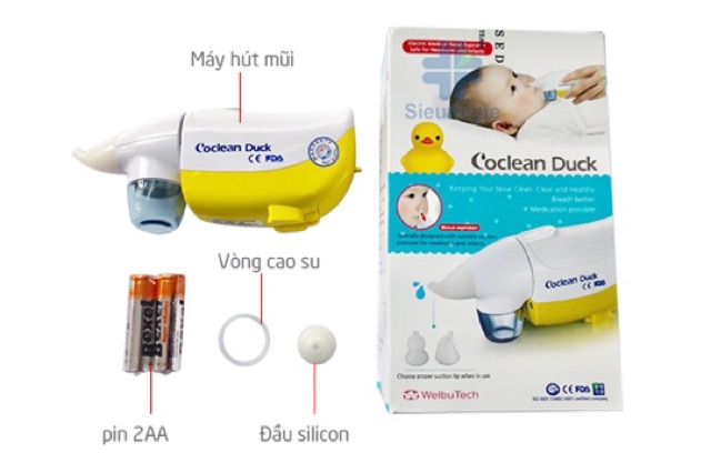 Máy hút mũi cho bé Coclean Duck - bảo hành 1 năm chính hãng