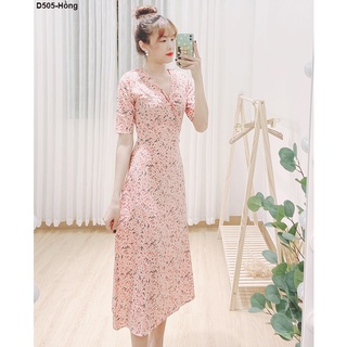 D505 ĐẦM LỤA HOA DÁNG DÀI