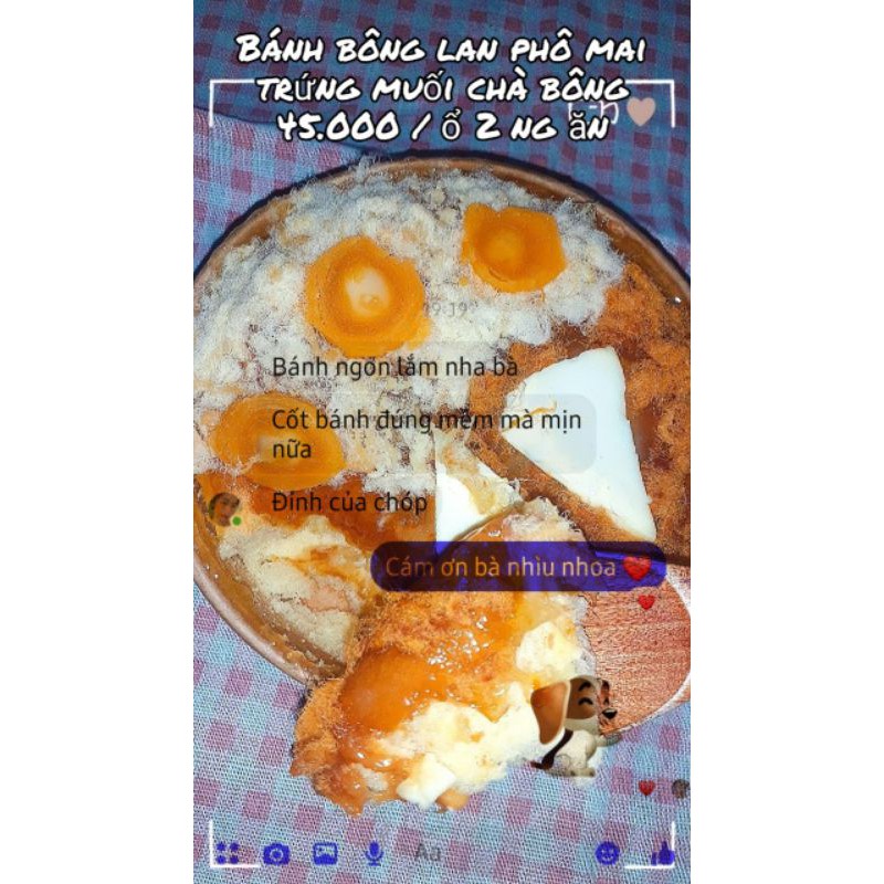 Bánh bông lan phô mai trứng muối chà bông