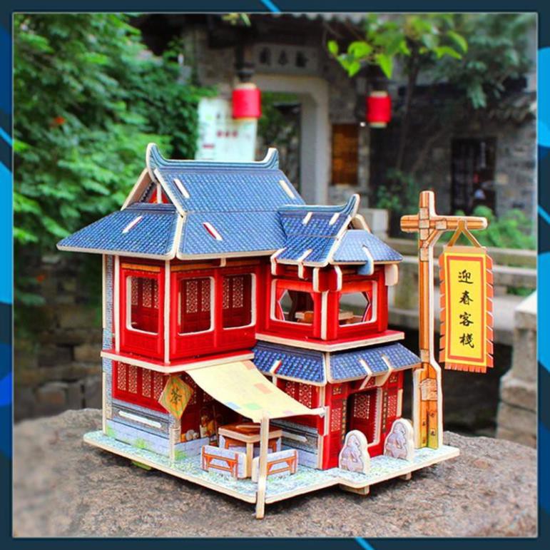 Mô hình nhà búp bê gỗ DIY Mô hình nhà gỗ lắp ghép theo khớp Japan Hotel F128 Robotime Toy World