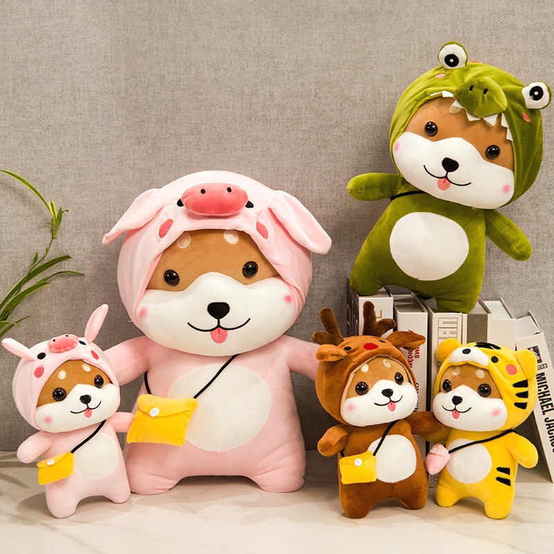 Gối ôm mini chó shiba bông - Gấu bông cho bé chó bông shiba cosplay vải dãn 4 chiều cao cấp