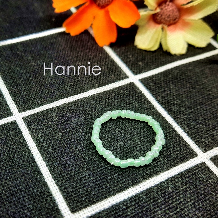 (Đỏ/Trắng/Hồng/Xanh lá/Xanh biển/Xanh tím/Peacock) Nhẫn hạt cườm handmade dành cho nữ đơn giản