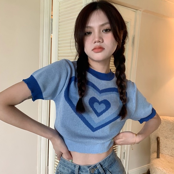 Áo thun dệt kim ZHELIHANGFEI tay ngắn hở rốn quyến rũ