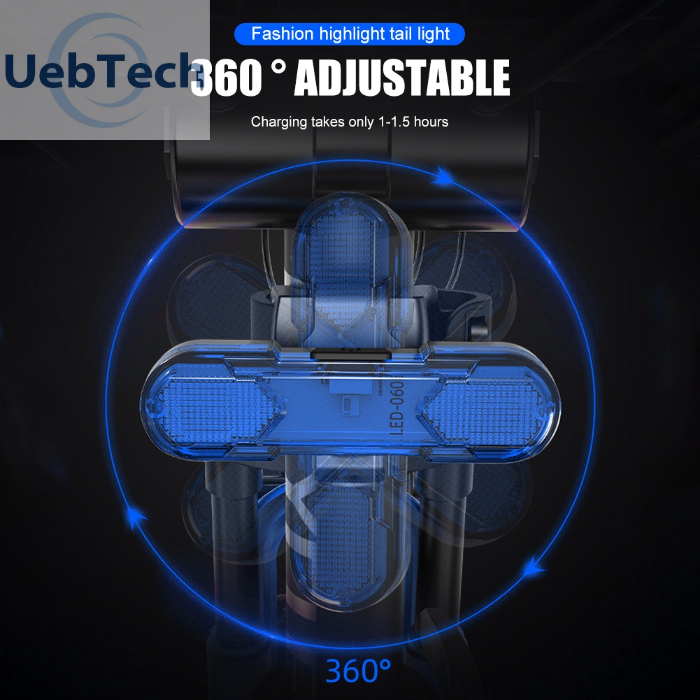 Đèn LED gắn đuôi xe đạp chống thấm nước sạc USB tiện dụng