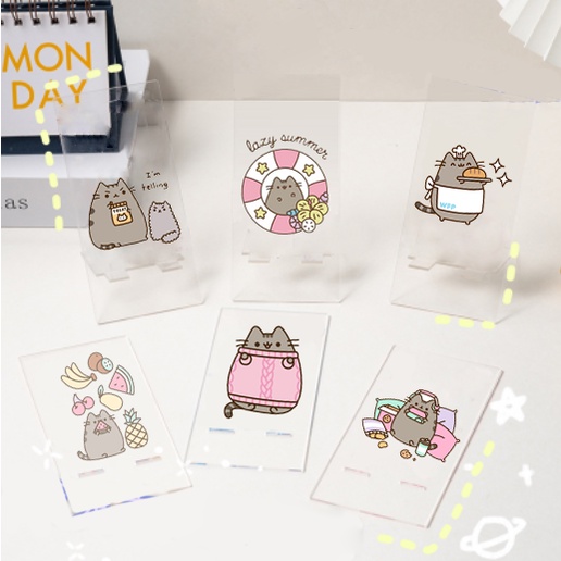 Giá đỡ điện thoại mica pusheen GDMC30 giá cute dễ thương trong suốt hoạt hình idol thần tượng