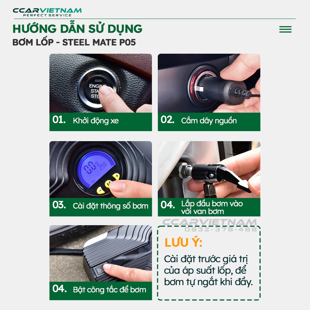 Máy Bơm Lốp Ô Tô Steelmate P05 Cảm Biến Hơi Tự Ngắt - Bơm Lốp Điện Tử Đa Năng Cho Xe Hơi - Ccar Vietnam