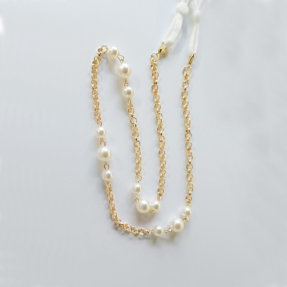 Dây đeo mắt kính chống thất lạc bằng kim loại đính ngọc trai nhiều màu tùy chọn