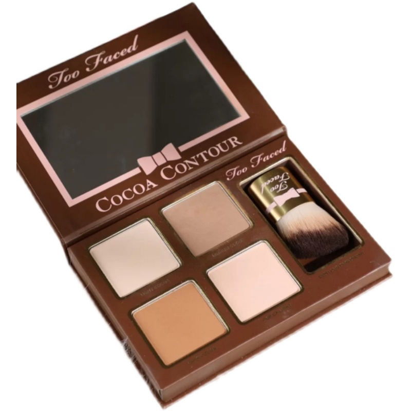 Bảng phấn mắt Too Faced Cocoa bốn màu sắc tông lì / bắt sáng kèm cọ trang điểm tiện dụng