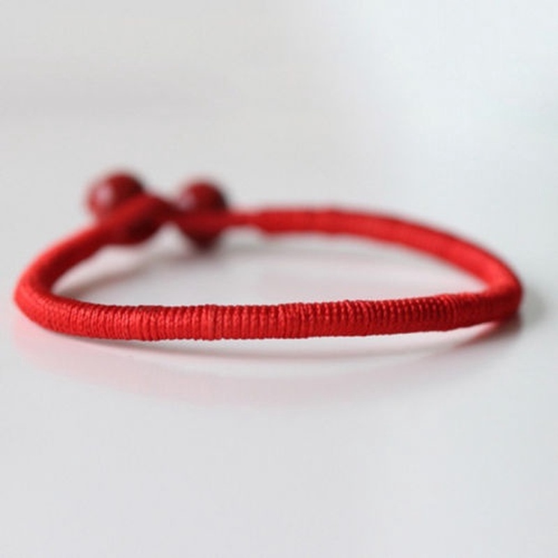 Vòng Tay Dây Bện Đính Đá Ngọc Bích Nhân Tạo Màu Đỏ May Mắn Handmade Có Thể Điều Chỉnh Dành Cho