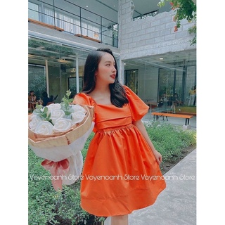 ĐẦM BBD TAY BỒNG XẾP LI NGỰC
