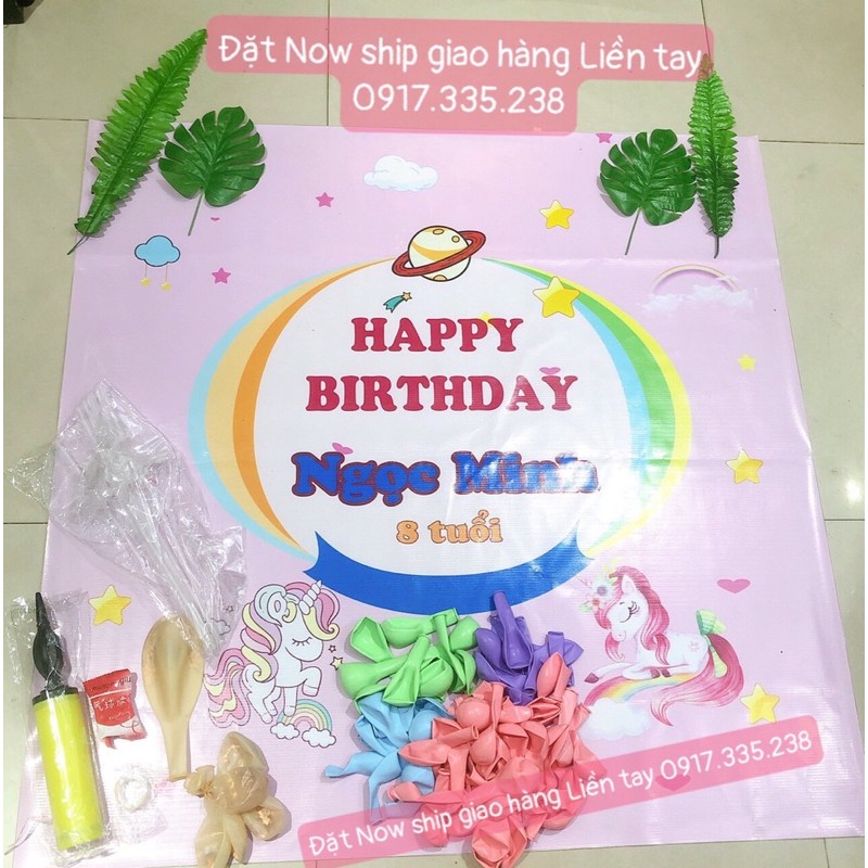 Bóng ngựa Pony Backdrop Thiết Kế Tên Theo Yêu Cầu Có Thể Đổi Màu Ngựa Theo yêu thích 🎁Tặng Bơm Và keo🎁