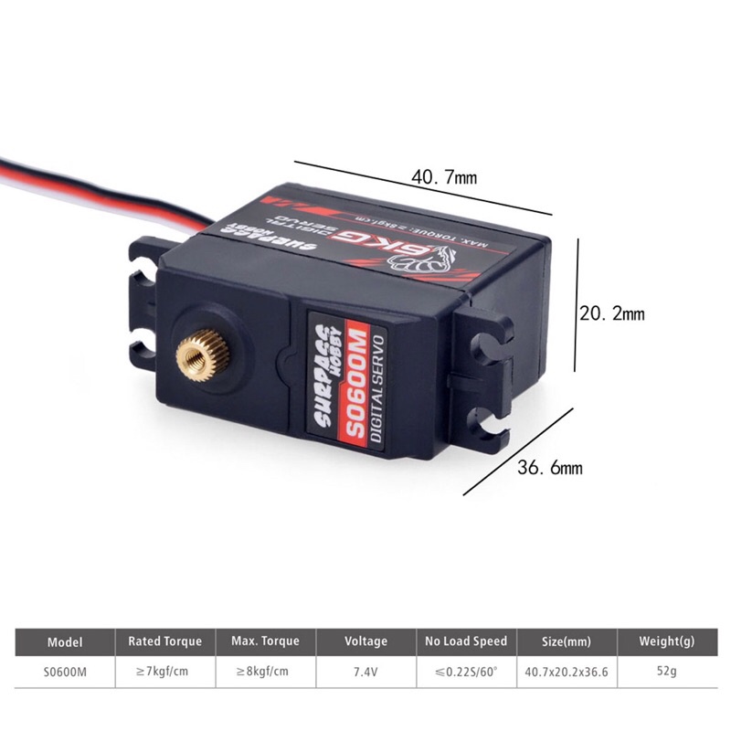 Servo kim loại surpass S0600M cho xe 1/10 hsp 94111 94123 94107