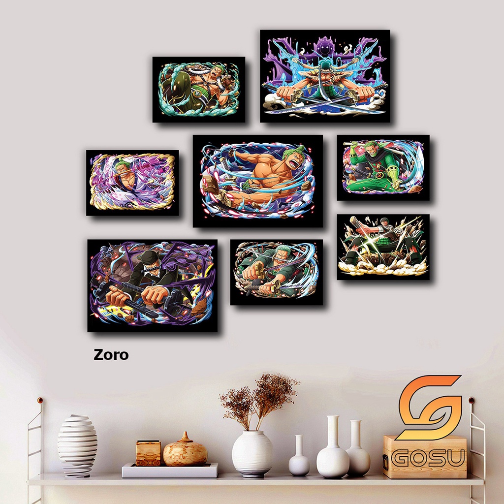 Set 8 Tranh Dán Tường Chủ Đề Băng Mũ Rơm, Tổng Hợp 10 thành viên Băm Mũ Rơm- chất liệu Fomex Phủ Tráng Gương dày 5mm