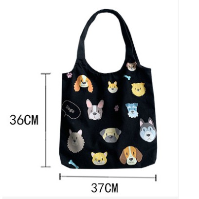 Hàn Quốc Harajuku phong cách dễ thương hình con chó túi tote vải