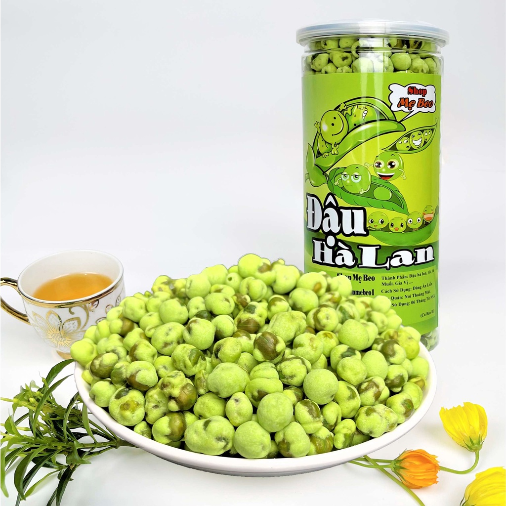 Đậu hà lan sấy tẩm vị Wasabi 450Gr Mẹ Beo đồ ăn vặt cực ngon