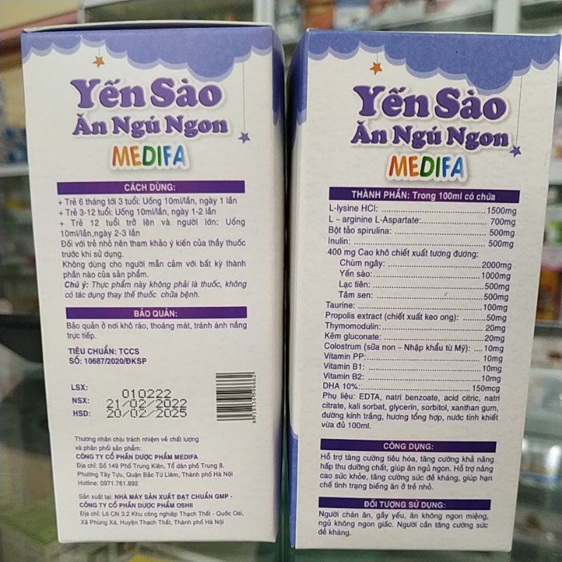 Siro Yến sào Ăn ngủ ngon Thymomodulin sữa non tăng sức đề kháng hấp thu dưỡng chất