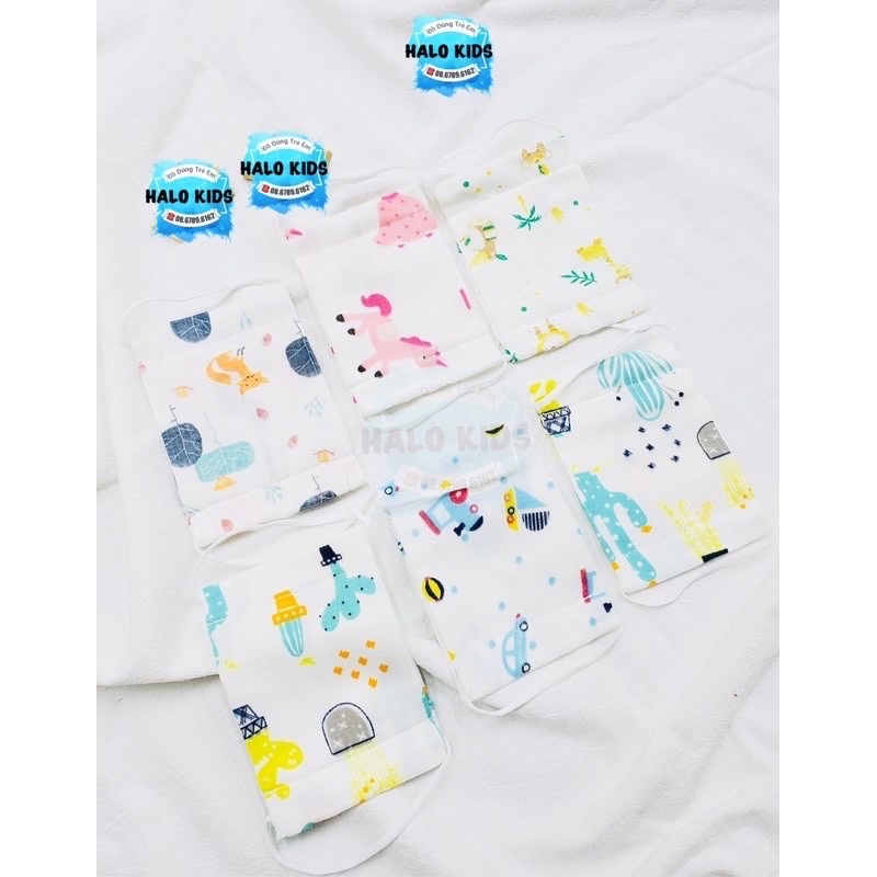 Khẩu trang sợi tre MUSLIN cho bé 2 tháng trở lên HaloKids
