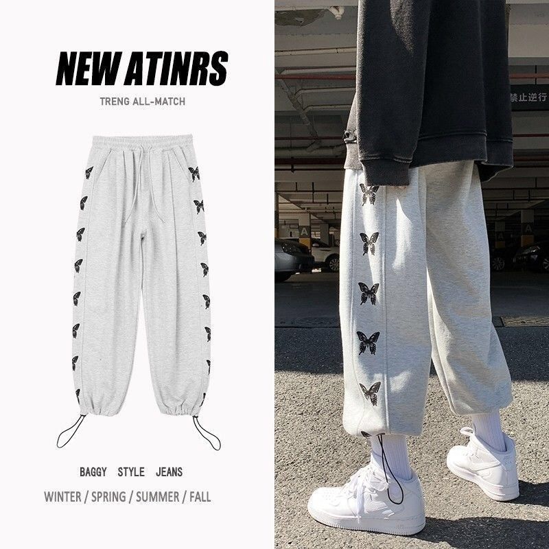 Quần dài ống rộng in hình bướm cá tính thời trang | BigBuy360 - bigbuy360.vn