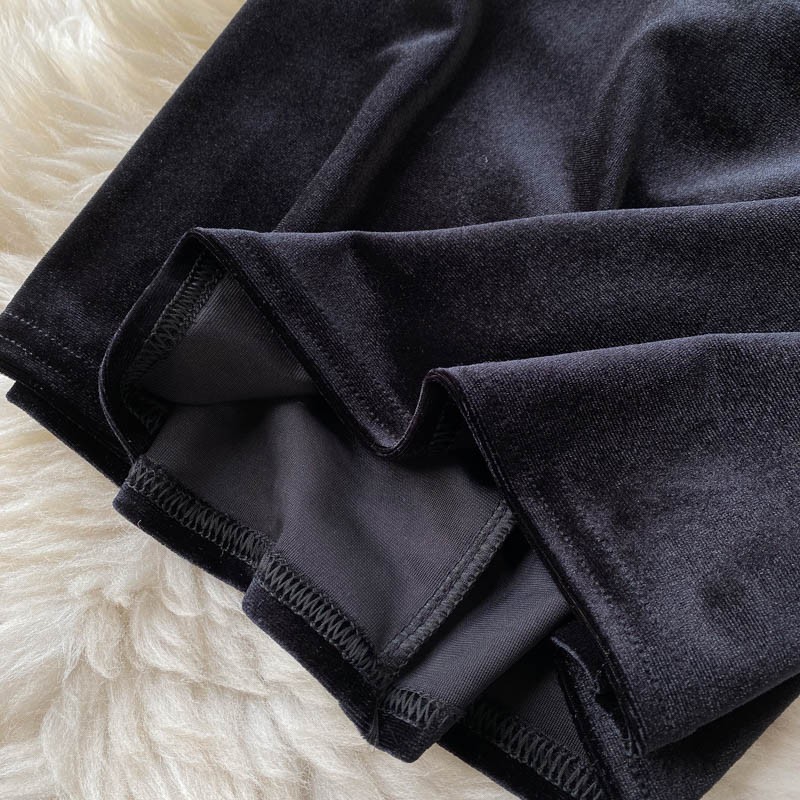 Váy Nhung Dự Tiệc Phối Tay Dây Đai Cổ Hàng Thiết Kế Tôn Dáng Sang Trọng | BigBuy360 - bigbuy360.vn