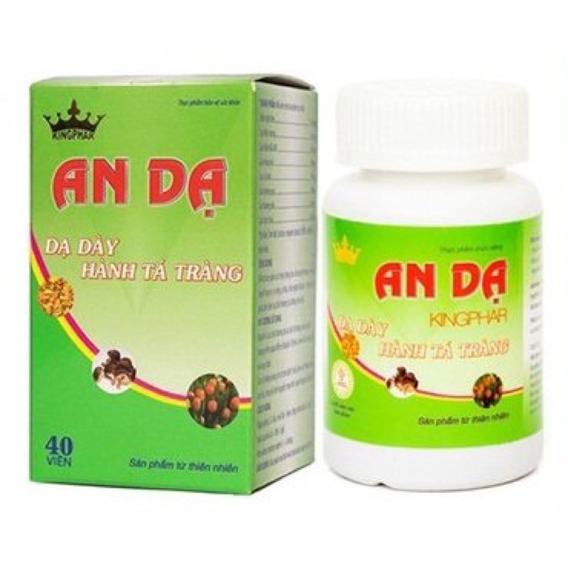 AN DẠ Kingphar -Chai 40 viên - Giúp giảm viêm loét dạ dày, tá tràng, trào ngược thực quản, dịch vị, ăn uống không tiêu