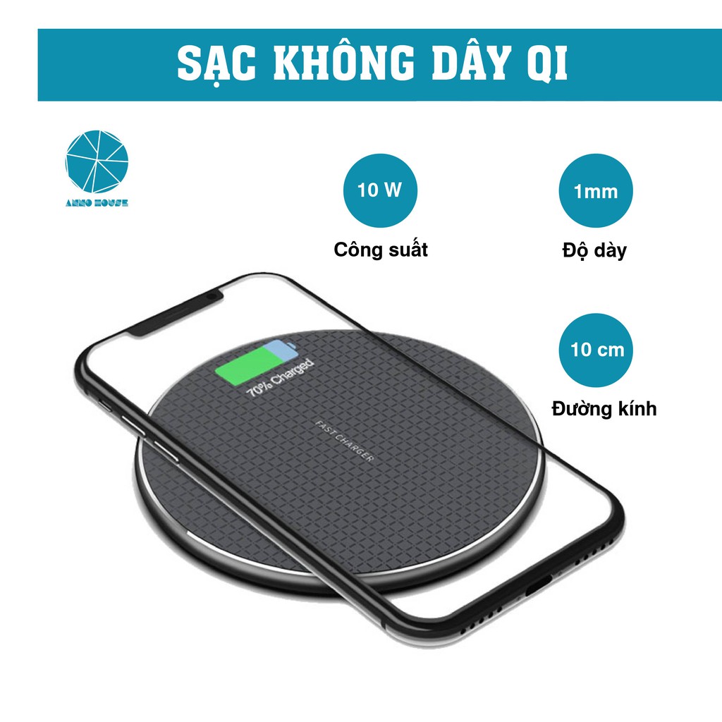 Sạc Không Dây QI 10W Cho ĐIện Thoại Thông Minh