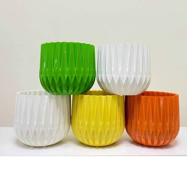 Chậu nhựa cứng cao cấp kim cương CKC130 hàng dày xịn, giả sứ 99% để bàn trồng hoa cây cảnh bao xinh