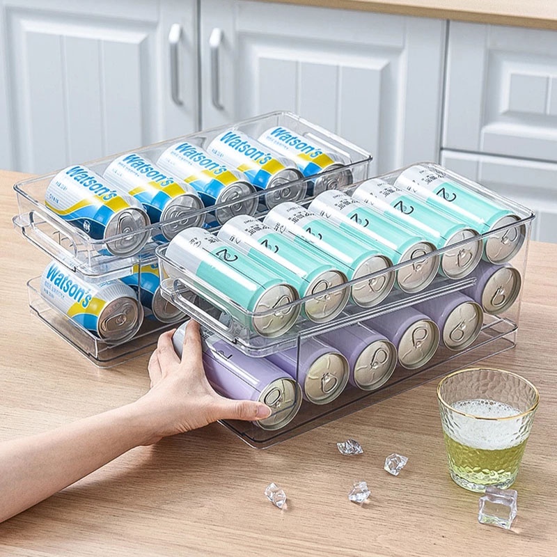 Giá Đỡ Chai Bia Nước Ép/Nước Ép 2 Tầng Có Thể Cuộn Lại Dành Cho Tủ Lạnh/Nhà Bếp