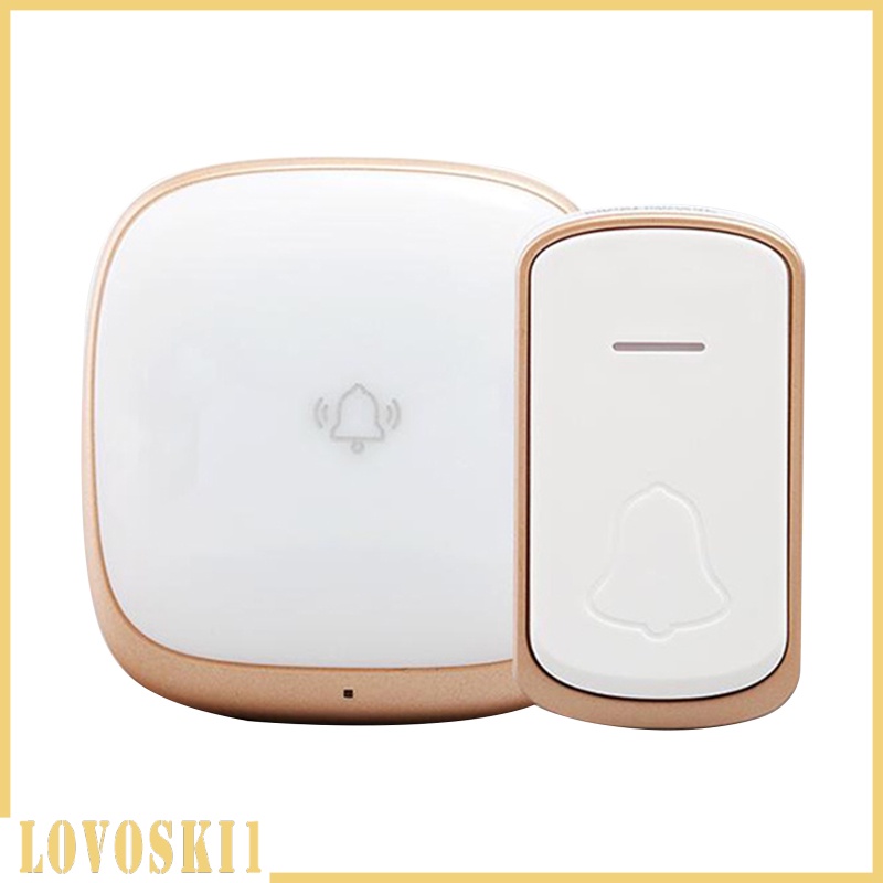 [LOVOSKI1]Wireless Doorbell Bell 5 Volume Levels LED Flash for Home Babies White