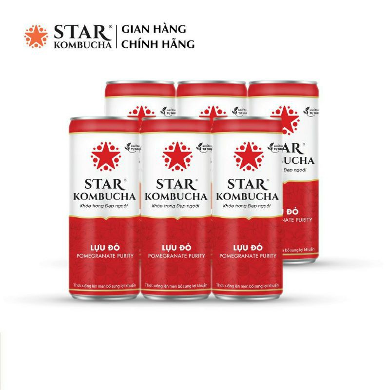 Lốc 6 lon đủ vị thức uống lên men bổ sung lợi khuẩn STAR KOMBUCHA (250ml/lon)