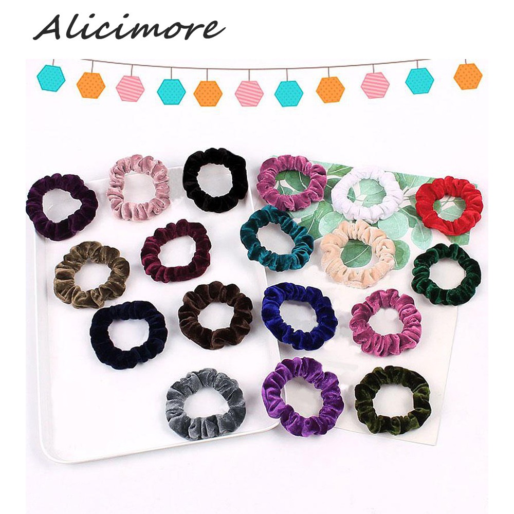 Dây buộc tóc nhung màu trơn thời trang nữ tính