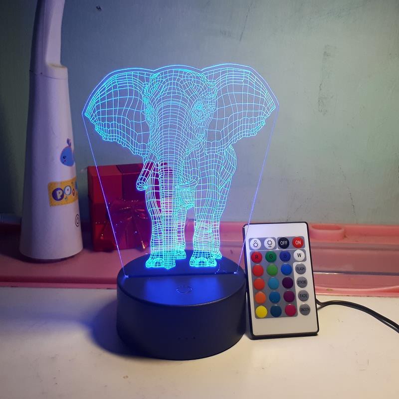 Đèn ngủ, Đèn trang trí Led 3D, Đèn ngủ 16 màu mini có điều khiển