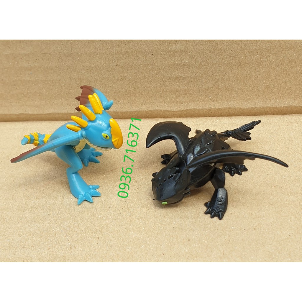 Combo 2 Mô hình nhân vật Rồng Mini màu đen và màu xanh  trong phim "Bí Kíp Luyện Rồng"