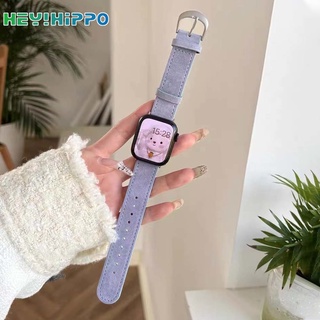 Dây Đeo Da Phối Lông Cho Đồng Hồ Thông Minh iwatch series 7/6/SE/5/4/3 size 45/44/42/41/40/38mm
