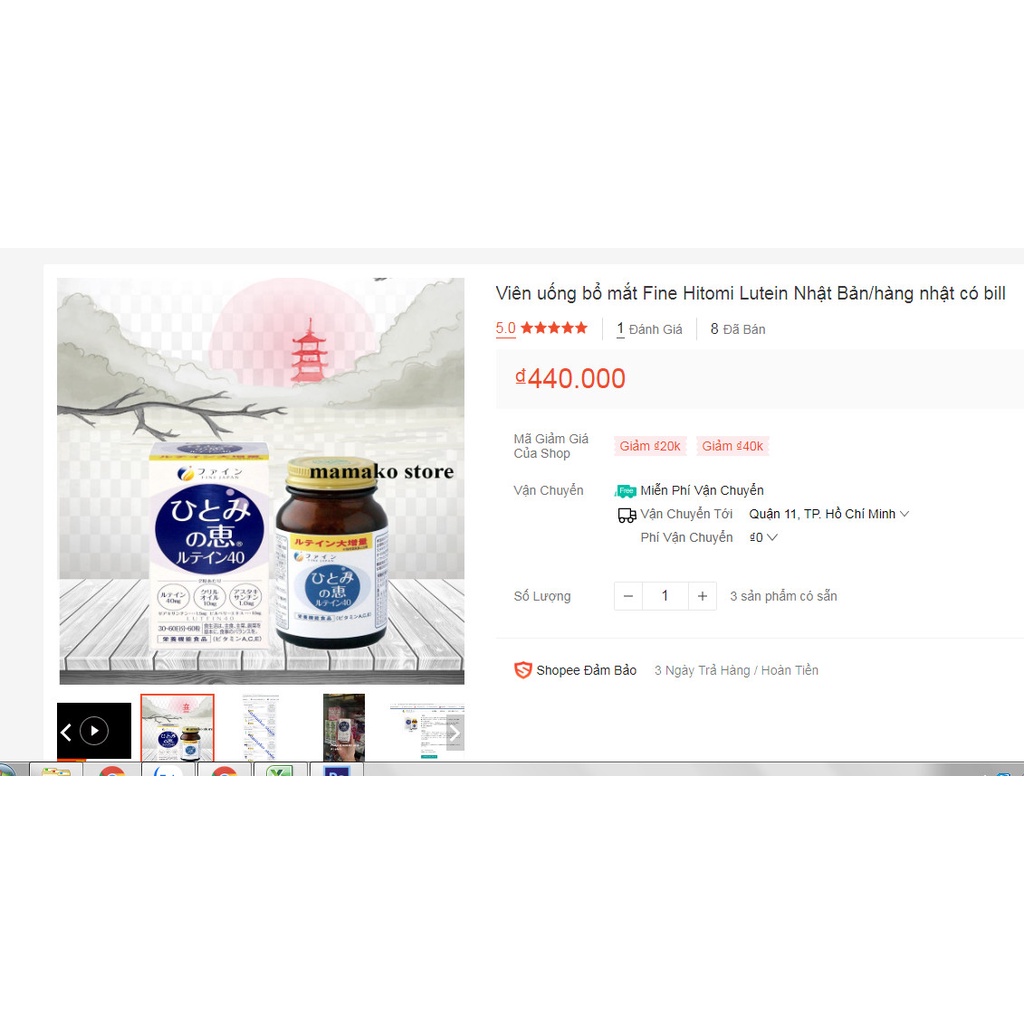 Date 07/2025  Dưỡng mắt hàng nhật Fine Hitomi 40 giúp bổ sung vitamin date 2024 #hitomi #lutein