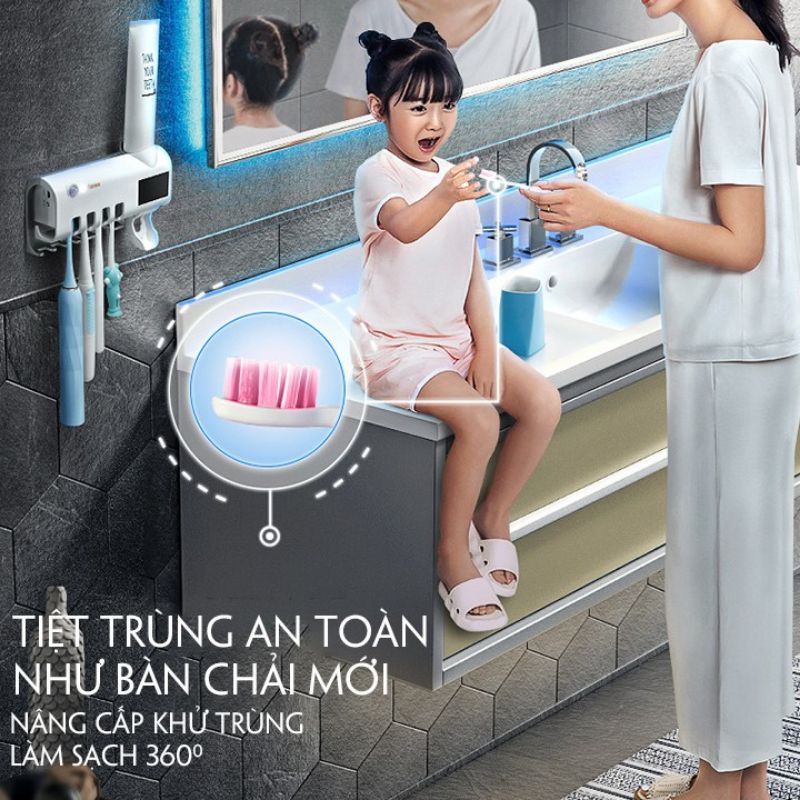 MVP2139 Giá treo bàn chải kết hợp bộ nhả kem đánh răng được trang bị khử khuẩn bằng tia UV